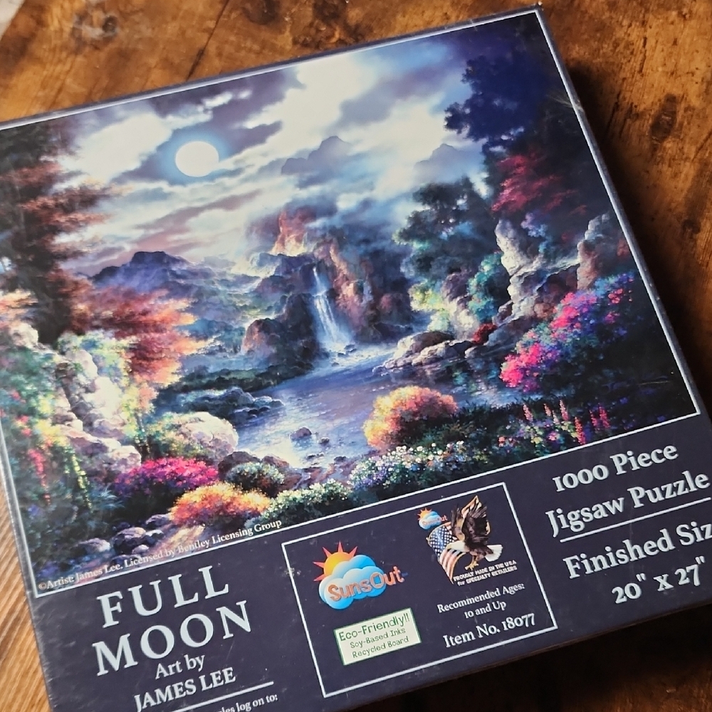 SUNSOUT‎ | James Lee Full Moon Waterfall Nature Jigsaw 1000 Piece Puzzle 20 X 27